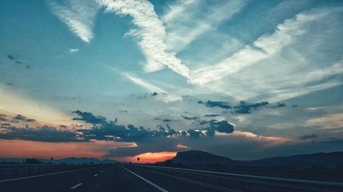 Road against sky during sunset