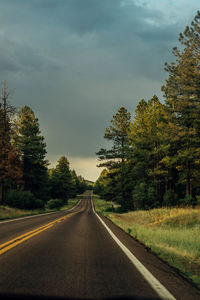 Road amidst trees against sky