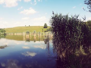 Scenic view of lake against sky