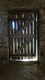 Illuminated window in historic building