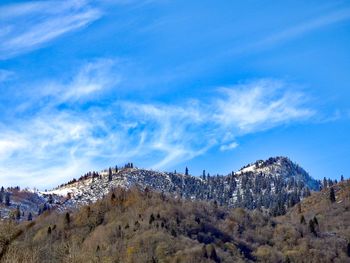 Panoramic view of landscape against blue sky