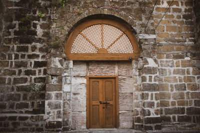 Closed door of building