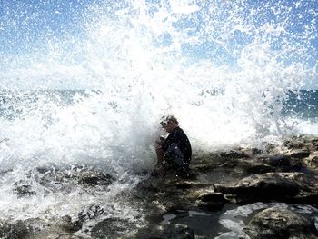 Low angle view of a splashing water