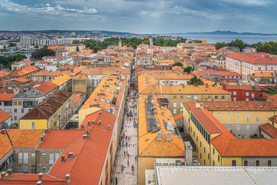 High angle view of townscape against sky