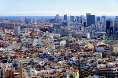 High angle view of townscape against sky