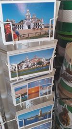 Panoramic shot of bottles in glass container