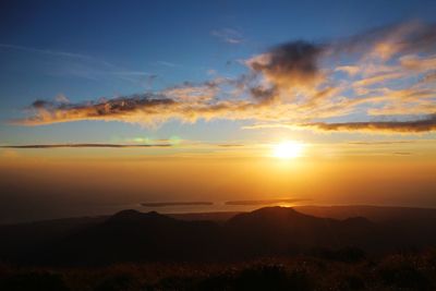 Scenic view of silhouette landscape against sky during sunset