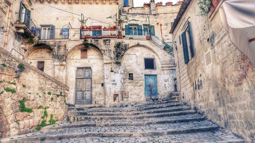 Narrow alley along buildings