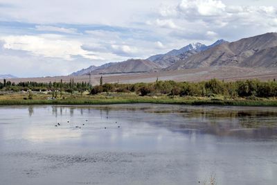 Scenic view of lake against sky