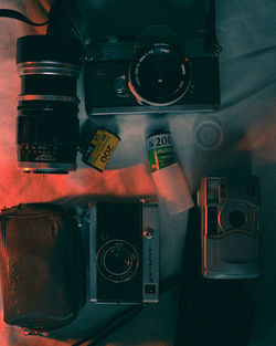 Directly above shot of camera on table