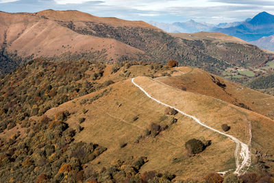 High angle view of road leading towards mountains