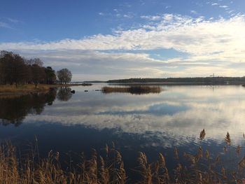 Scenic view of lake against sky