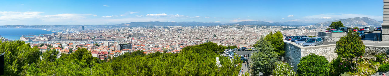 Extra wide aerial view of marseille and his harbor