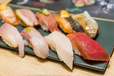 Close-up of sushi on plate