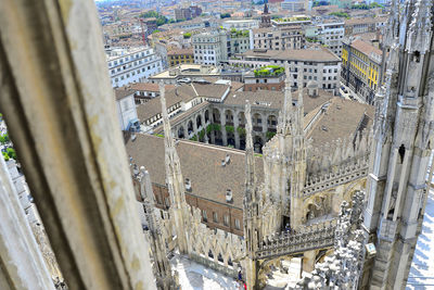 High angle view of buildings in city