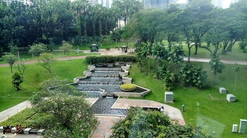 High angle view of cemetery