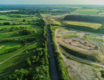 High angle view of agricultural field