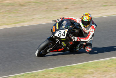 Man racing on motorcycle