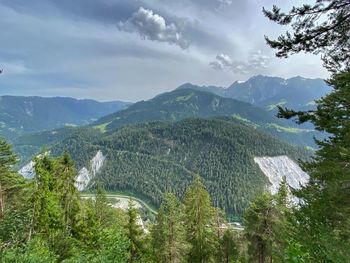 Scenic view of mountains against sky