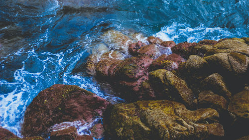 Close-up of rocks in sea