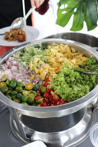 Close-up of salad in bowl on table