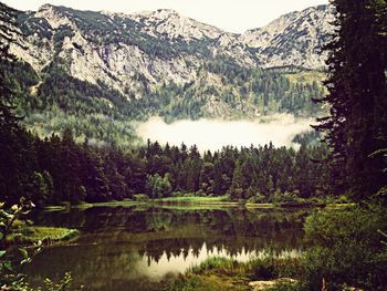 Scenic view of lake and mountains