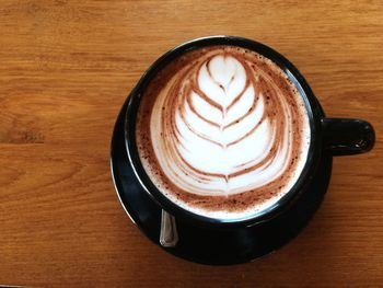 High angle view of coffee on table