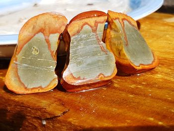 Close-up of bread on table