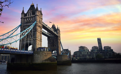 View of bridge over river against cloudy sky