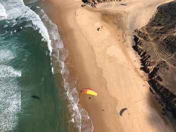 High angle view of people on shore