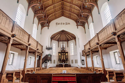 Low angle view of ornate ceiling in historic building