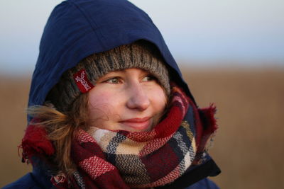 Woman looking away during winter