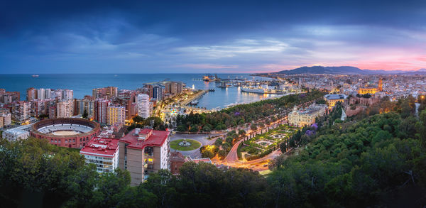 High angle view of townscape against sky