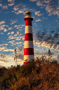 Low angle view of lighthouse against sky