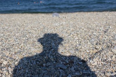 Shadow of pebbles on sand at beach