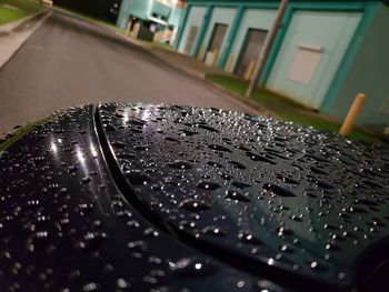 Close-up of wet car windshield