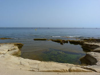Scenic view of sea against clear sky