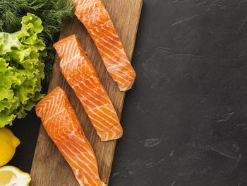 High angle view of food on table