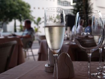 Close-up of beer in glass on table