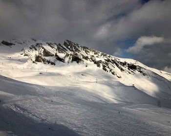 Snow covered mountain against sky