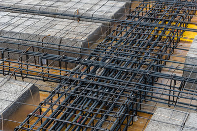 High angle view of crane in construction site