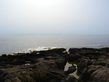 Scenic view of sea against clear sky