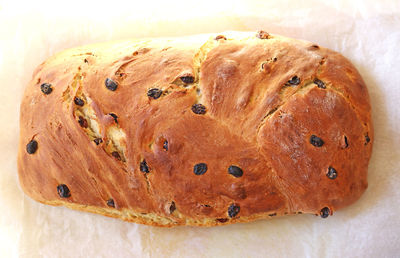 High angle view of bread