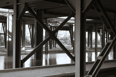 Interior of bridge with building