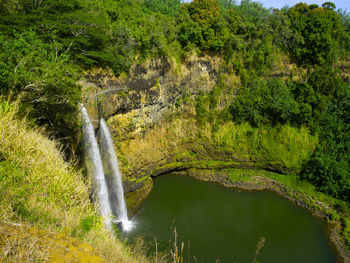 Scenic view of waterfall