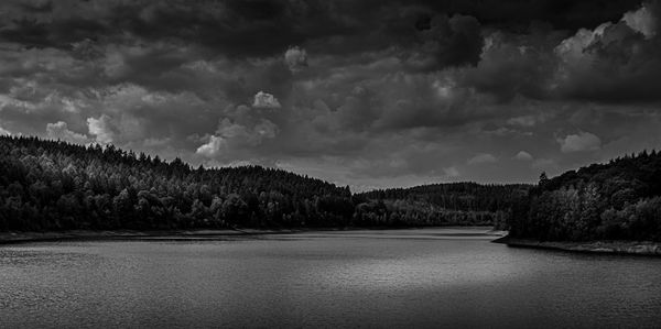 Scenic view of lake against sky