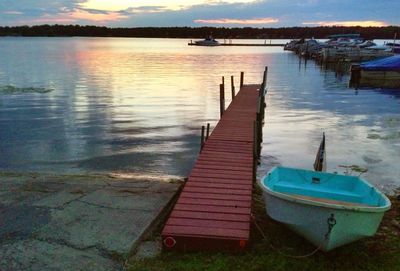 Boats moored in sea