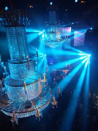 Illuminated ferris wheel at night