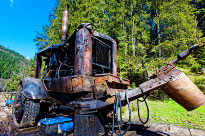 Abandoned truck on field