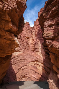 Low angle view of rock formations